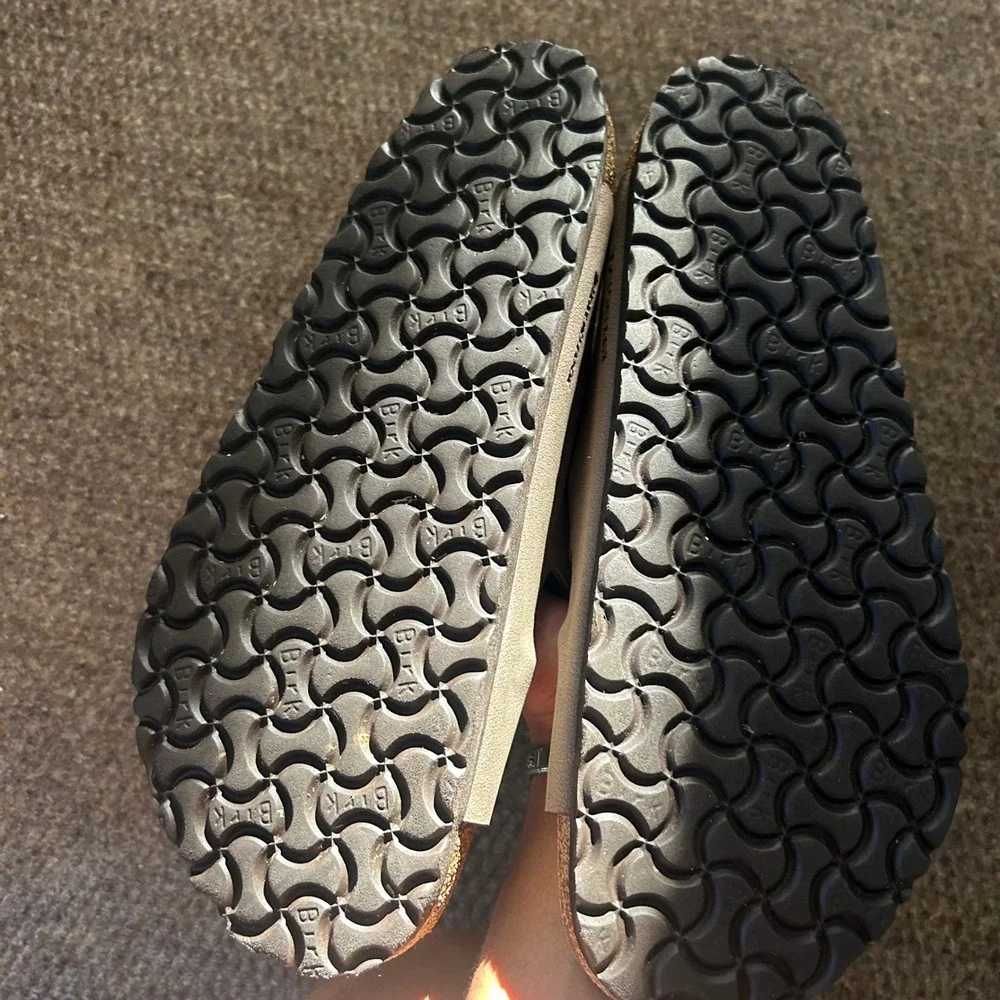 Birkenstock Arizona Stone Birko-Flor Sandals Mens 45 M12 Gray Two Strap Slide